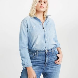 Madewell Chambray Classic Ex-Boyfriend Shirt in Evie Wash Button Down Sz XS G615